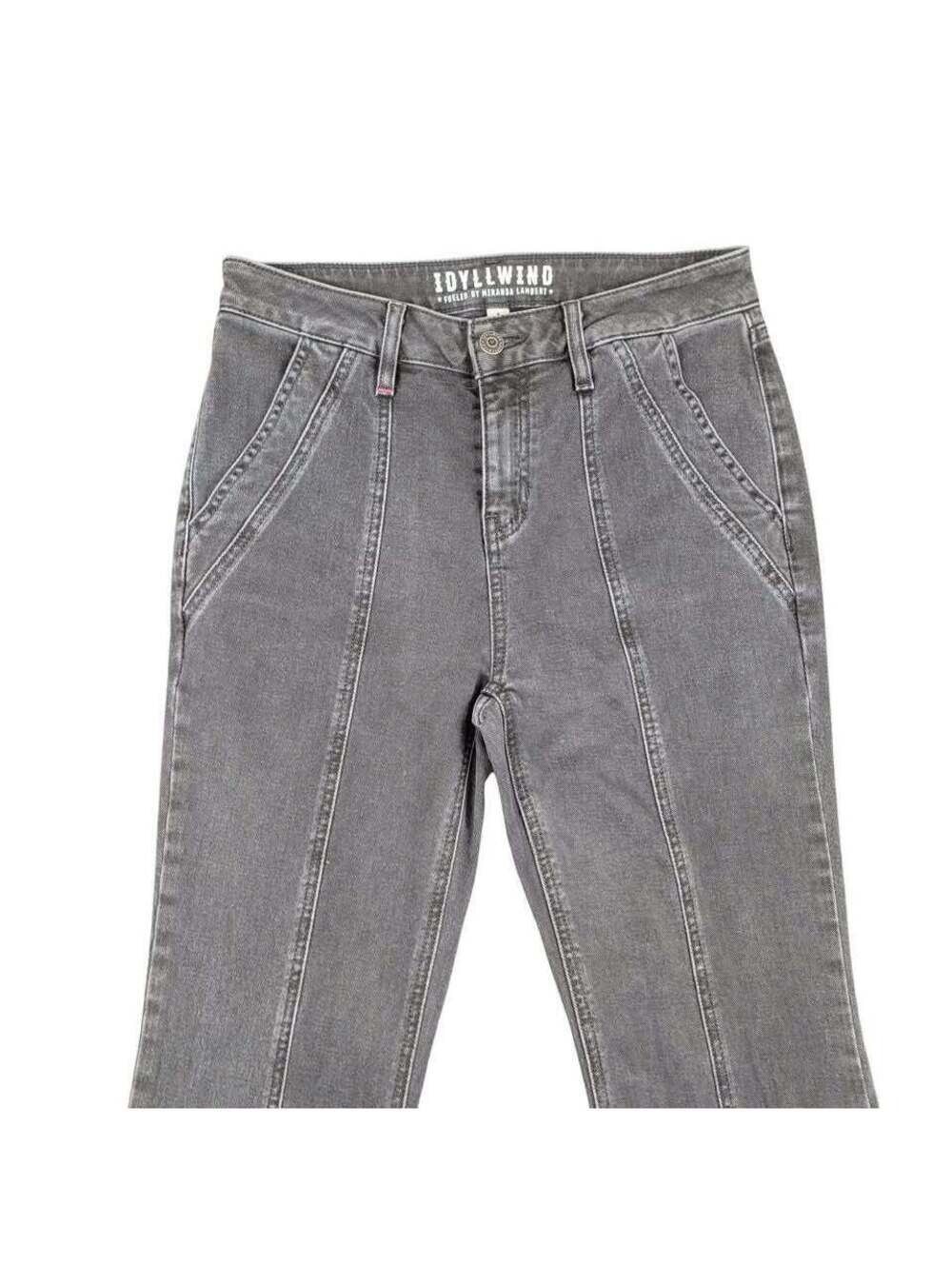 Idyllwind Miranda Lambert Size 6 Gray Wide Flare Bootcut Jeans High Rise Pintuck - Picture 4 of 10